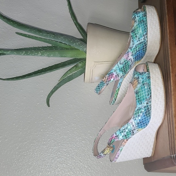 Stewart Weitzman Rainbow colored wedge sandals. Size 7.5